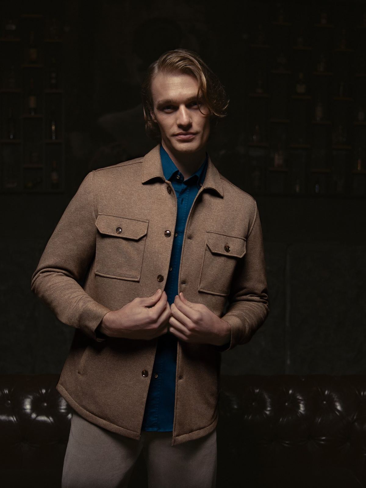 Camel Outerwear Layer, worn